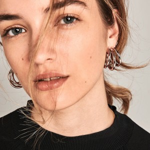 PDPAOLA Fényűző bronz karika fülbevaló TRUE Rose Gold AR03-066-U galéria