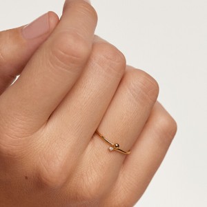 PDPAOLA Aranyozott minimalista ezüst gyűrű  ESSENTIA Gold AN01-130 56 mm galéria
