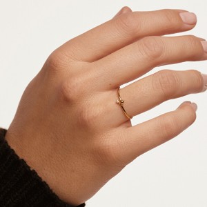 PDPAOLA Aranyozott minimalista ezüst gyűrű  ESSENTIA Gold AN01-130 56 mm galéria