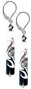 Lampglas Elegáns fülbevaló Black & White egyedi Lampglas EPR11 gyönggyel