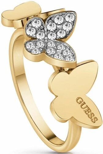 Guess Elegáns aranyozott gyűrű pillangóval UBR78004 58 mm