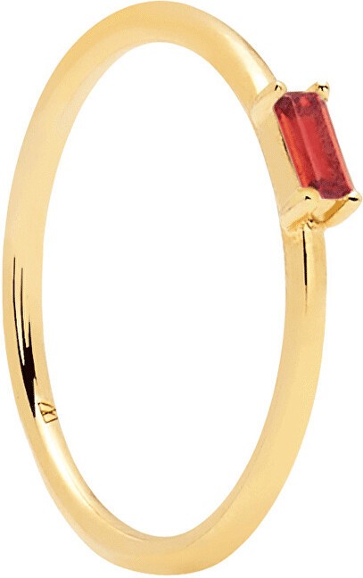 PDPAOLA Minimalistaarannyal bevont ezüst gyűrű vörös cirkónium kővel CHERRY AMANI AN01-150 54 mm