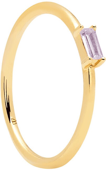 PDPAOLA Minimalista aranyozott ezüst gyűrű cirkónium kövekkel PURPLE AMANI Gold AN01-148 52 mm