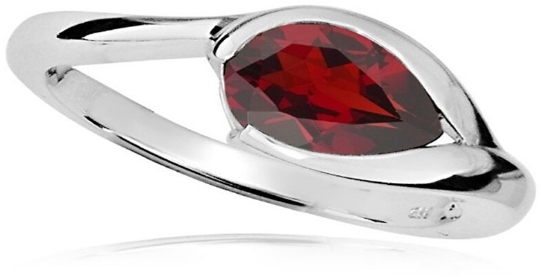 MOISS Elegáns ezüst gyűrű piros gránáttal RG000 60 mm