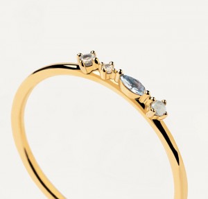 PDPAOLA Bájos aranyozott ezüst gyűrű MIDNIGHT BLUE AN01-193 56 mm galéria