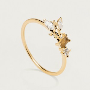 PDPAOLA Gyengéd aranyozott gyűrű gyönyörű méhecskével REVERY Gold AN01-219 56 mm galéria