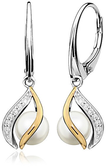 MOISS Elegáns ezüst fülbevalók valódi gyöngyökkel EP000146