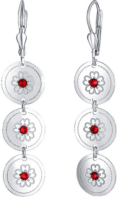 Praqia Luxus ezüst fülbevalók vörös Ruby kristályokkal NA6080_RH
