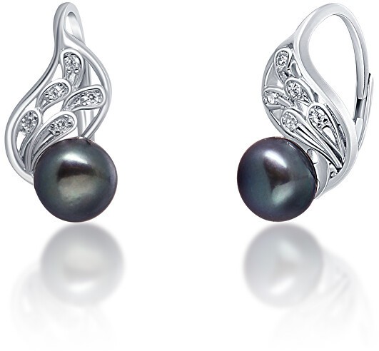 JwL Luxury Pearls Luxus ezüst fülbevaló valódi fekete gyönggyel JL0674