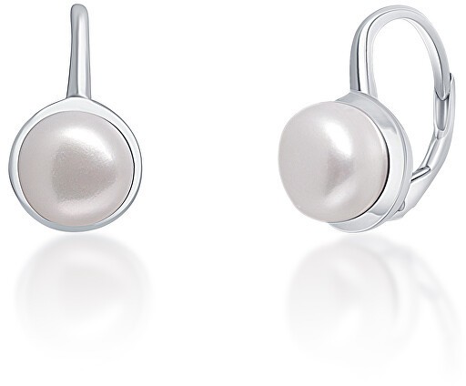 JwL Luxury Pearls Gyengéd ezüst fülbevaló valódi fehér gyönggyel JL0675