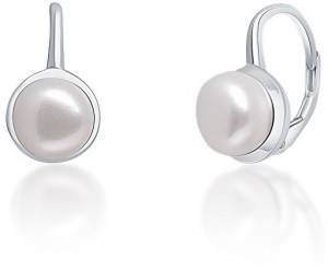 JwL Luxury Pearls Gyengéd ezüst fülbevaló valódi fehér gyönggyel JL0675 galéria