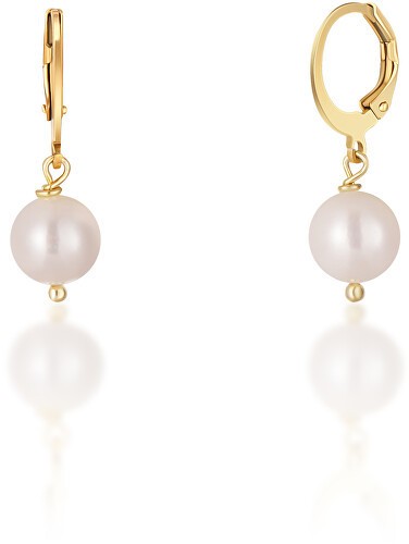 JwL Luxury Pearls Gyönyörű aranyozott fülbevaló fehér igazgyönggyel JL0678