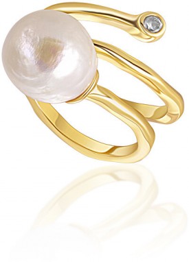 JwL Luxury Pearls Aranyozott gyűrű valódi gyönggyel és cirkónium kövekkel JL0692 54 mm galéria