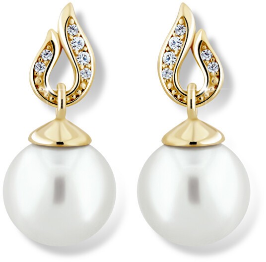 Cutie Jewellery Lenyűgöző gyöngy fülbevalók sárga aranyból Z6397-3125-10-X-1