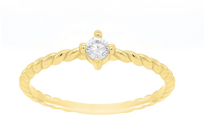 Brilio Silver Aranyozott minimalista acél gyűrű cirkónium kővel GR022Y 62 mm