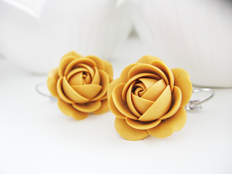 Troli Sárga virág alakú lógó fülbevaló  Yellow Ochre