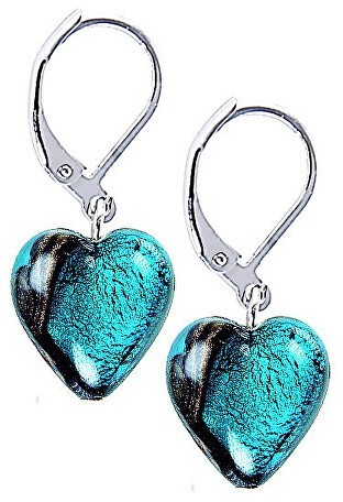 Lampglas Elegáns Turquoise Heart fülbevaló Lampglas gyönggyel ELH5, tiszta ezüst