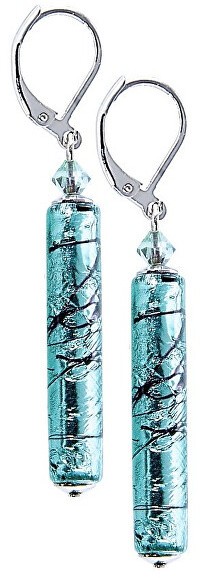 Lampglas Gyönyörű türkiz fülbevaló tiszta ezüsttel Turquoise Love Lampglas gyönggyel EPR10