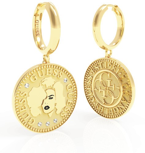 Guess Luxusos aranyozott fülbevaló Guess Coin UBE79156