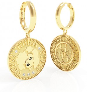 Guess Luxusos aranyozott fülbevaló Guess Coin UBE79156 galéria