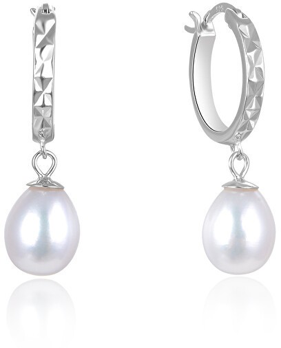 Beneto Elegáns ezüst fülbevalók valódi gyöngyökkel AGUC2675P