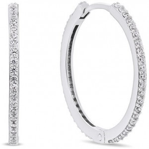 Brilio Silver Csillogó ezüst karika fülbevaló EA159W 2,2 cm galéria