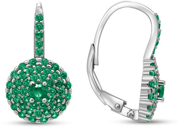 Brilio Silver Csillogó ezüst fülbevalók zöld cirkónium kővel EA254W