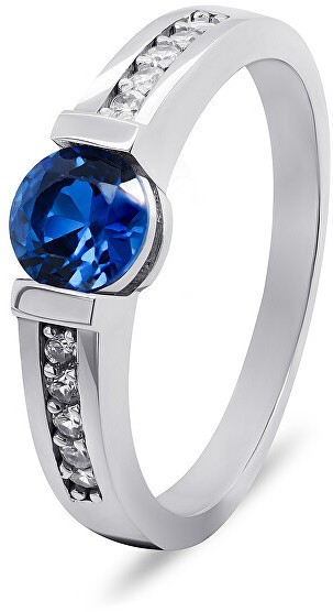 Brilio Silver Bájos ezüst gyűrű kék cirkónium kővel RI022W 56 mm