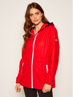 Tommy Jeans Átmeneti kabát Tjw Logo Rain Coat DW0DW08034 Piros Regular Fit