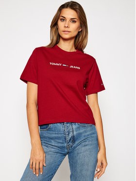 Tommy Jeans Póló Modern Linear Logo Tee DW0DW08615 Piros Loose Fit