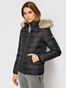 Tommy Jeans Pehelykabát Essential DW0DW09062 Fekete Slim Fit