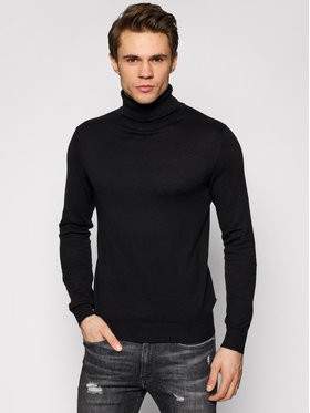 Jack&Jones Garbó Emil Knit Roll Neck 12157417 Fekete Regular Fit