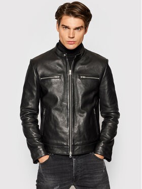 Serge Pariente Bőrkabát Biker Fekete Regular Fit