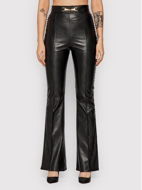 Elisabetta Franchi Műbőr nadrág PA-380-16E2 Fekete Regular Fit