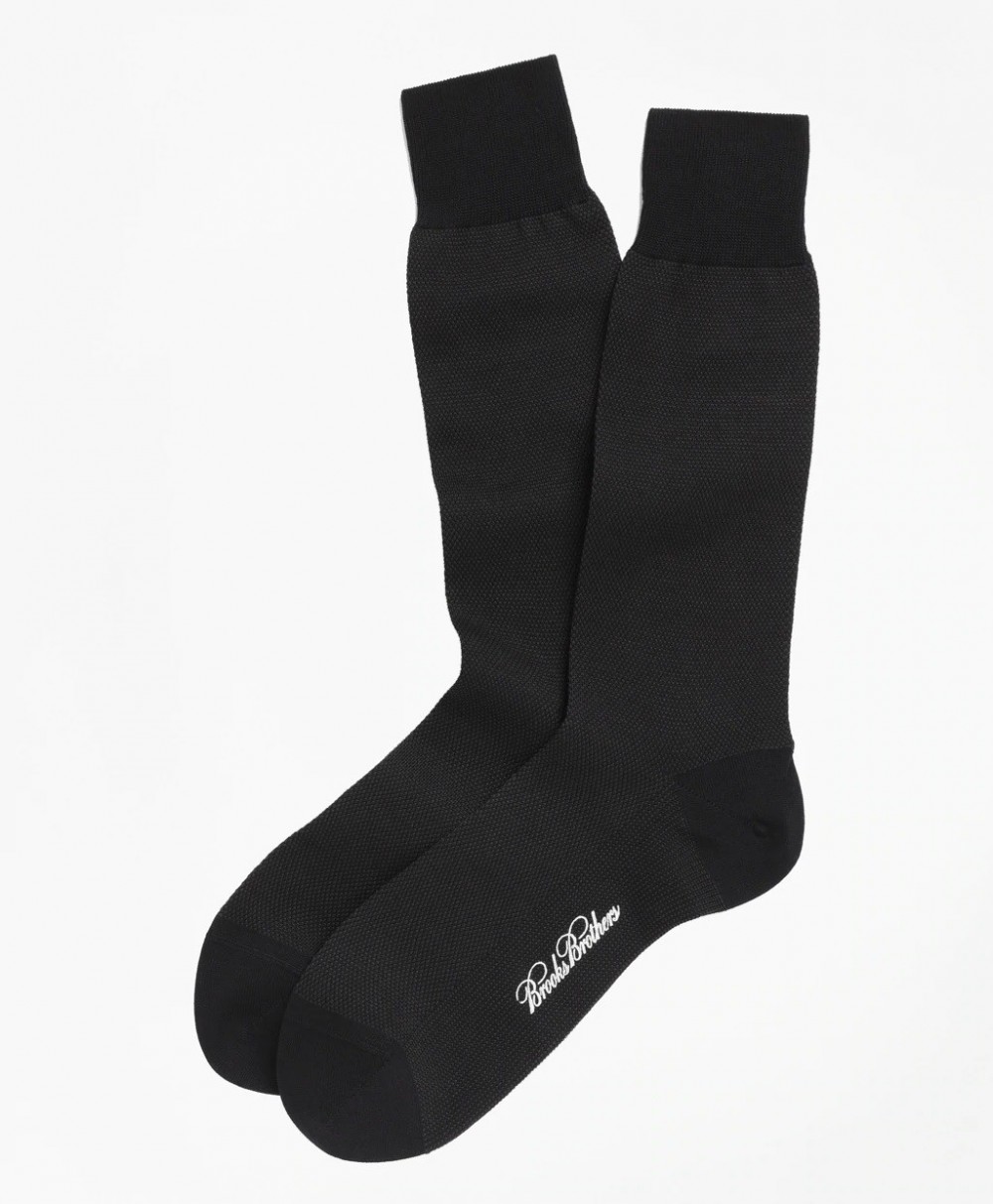 Zokni Brooks Brothers Cotton Bird'S Eye Crew Socks