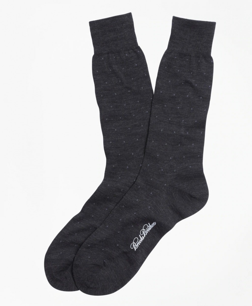 Zokni Brooks Brothers Merino Wool Big Dot Crew Socks