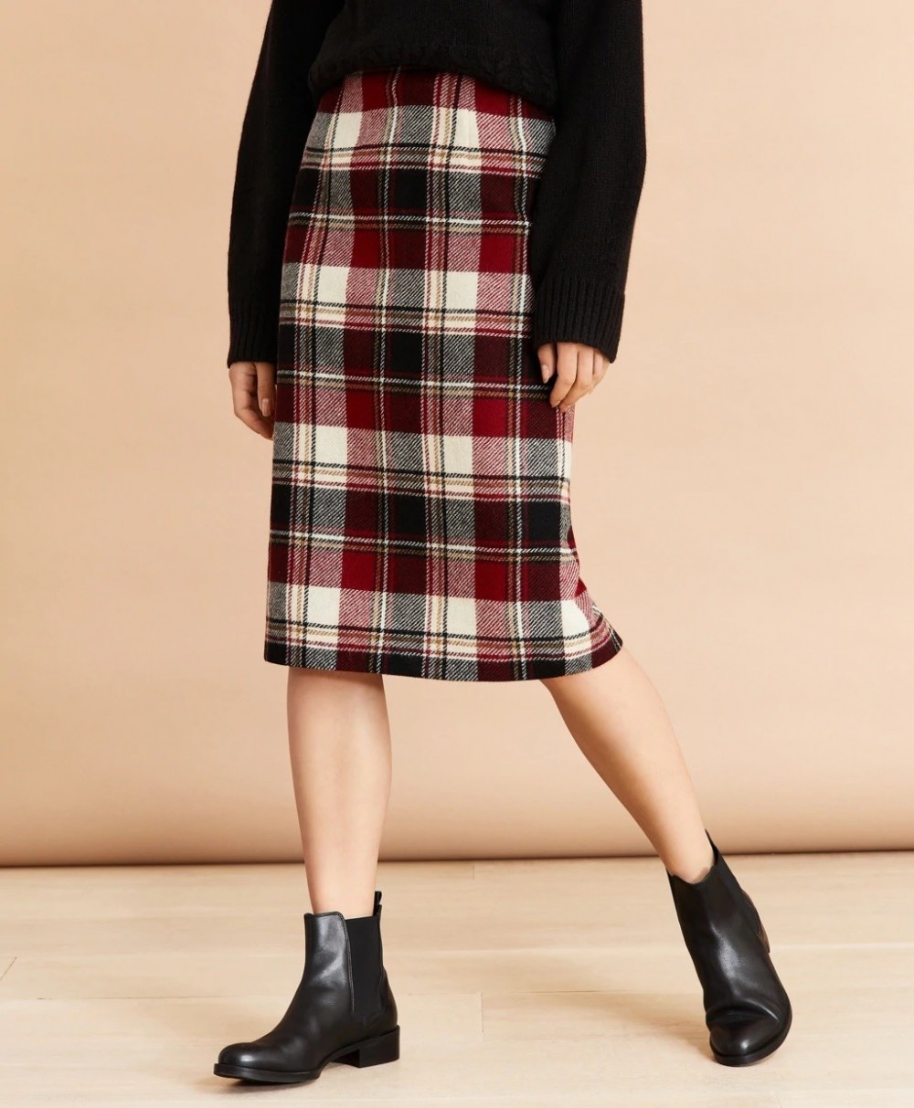 Szoknya Brooks Brothers Plaid Wool Pencil Skirt
