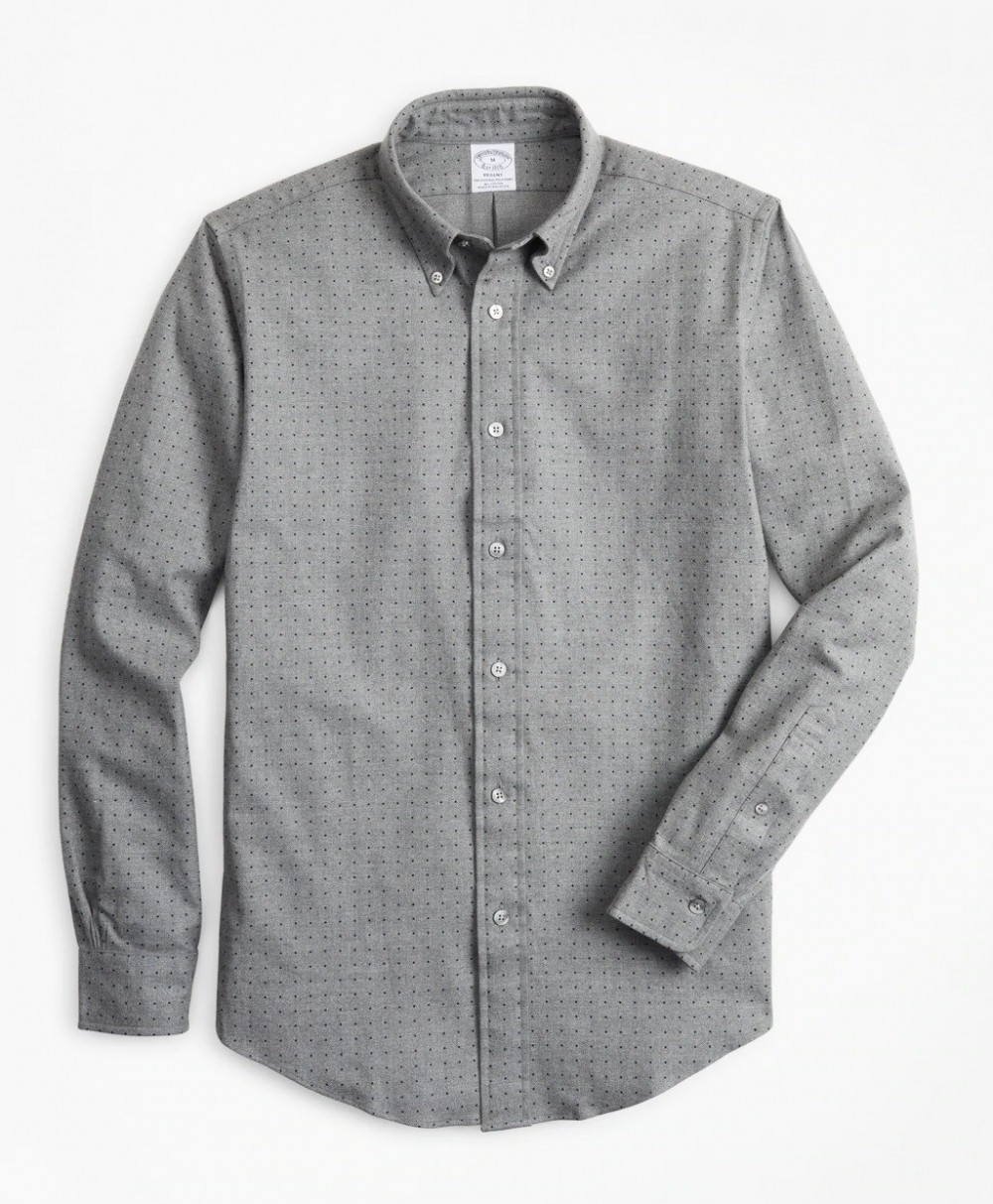 Ing Brooks Brothers Regent Fit Dot Print Flannel Sport Shirt