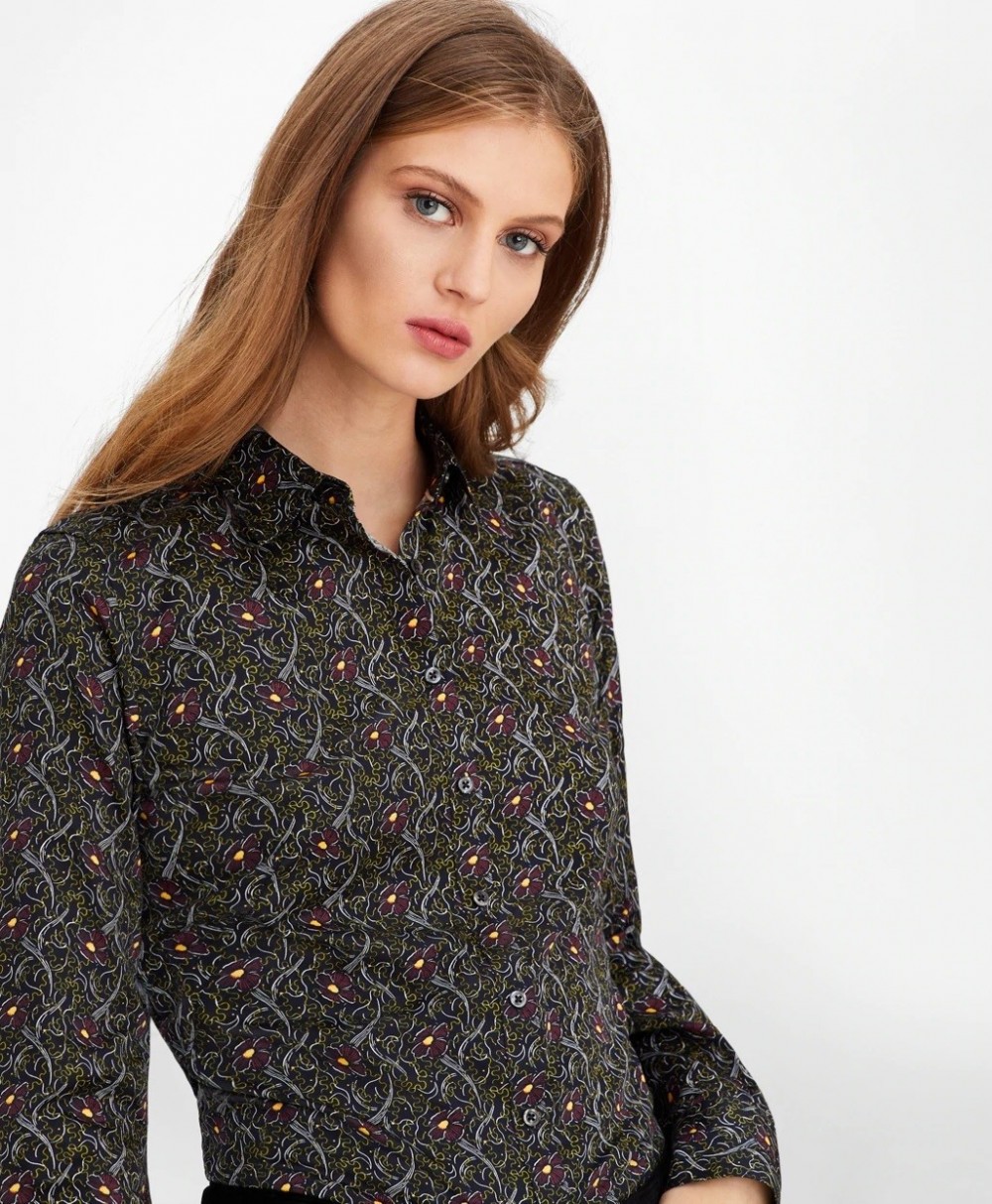 Ing Brooks Brothers Violet-Print Cotton Sateen Fitted Shirt