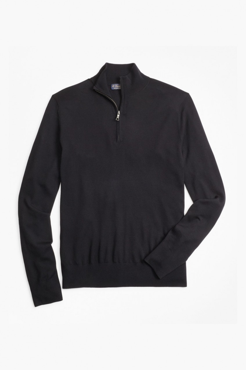 Pulóver Brooks Brothers Brookstech Merino Wool Half-Zip Sweater
