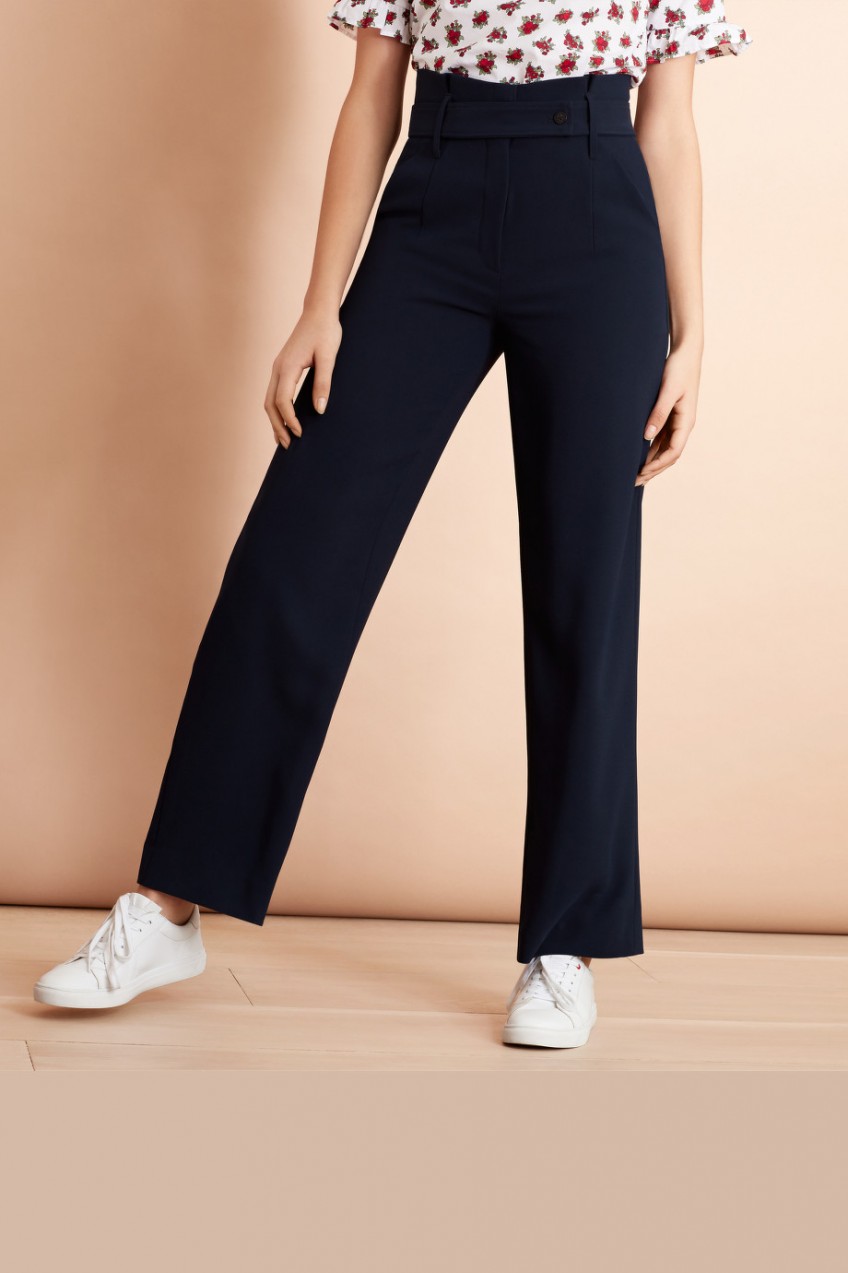 Nadrág Brooks Brothers Crepe High-Rise Wide-Leg Pants