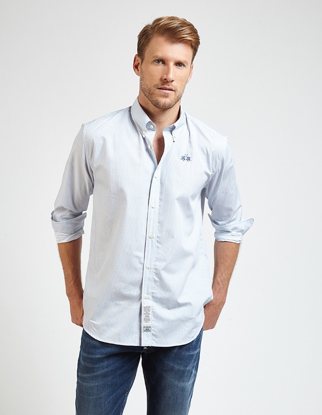Ing La Martina Man Shirt L/S Popeline Printed