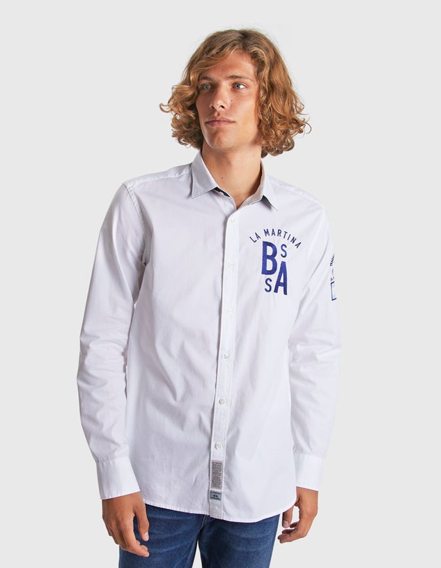 Ing La Martina Man Shirt L/S Oxford Stream Ox