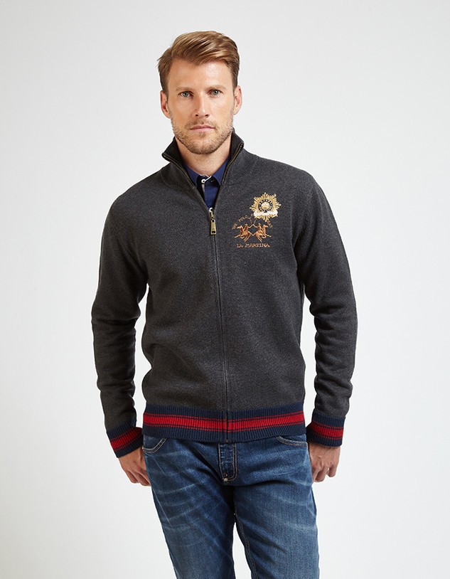 Pulóver La Martina Man Tricot Gg.7 Full Zip Lambs