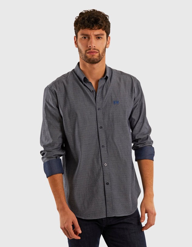 Ing La Martina Man L/S Shirt Poplin Indigo