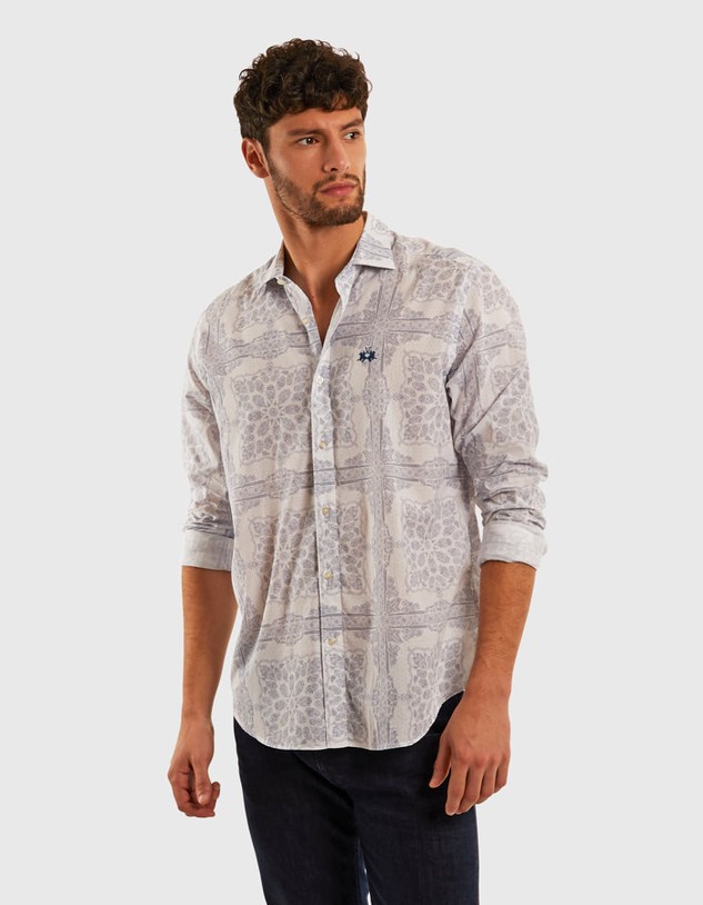 Ing La Martina Man L/S Shirt Poplin Printed
