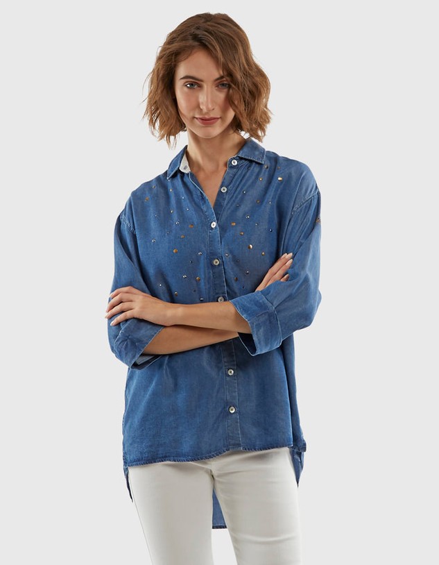 Ing La Martina Woman 3/4Sleeve Shirt Denim Te