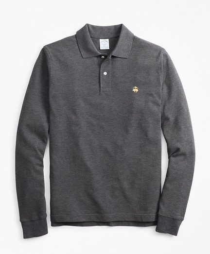 Póló Brooks Brothers Knt Ls Supima Core Polo Slim Charcoal