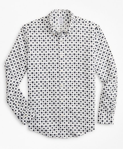 Ing Brooks Brothers Spt Ml Ni Printed Oxford Regent Ivorymedallion