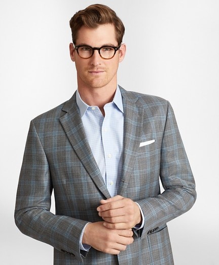 Zakó Brooks Brothers Spct Hopsack 3Bt Patch Sv Hl Rgnt Grey Plaid